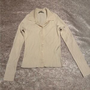 Abercrombie Ribbed Long Sleeve Collared top